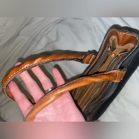 Patricia Nash Black Leather Satchel with Floral Embroidery and Matching Wallet - Picture 7 of 14